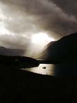 Stormy sun over Buttermere From Crummock Water