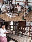 Spinning the threads to form continuous lengths and making into yarn