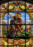 Stained Glass Window depicting St. George killing the dragon Duomo Ragusa Ibla